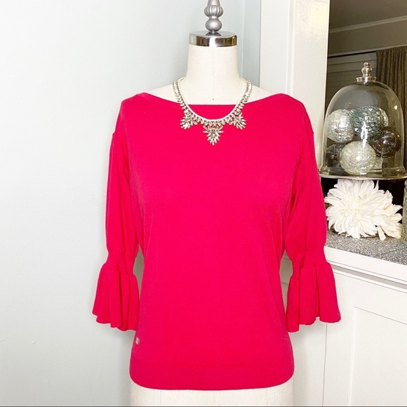 Ralph Lauren Pink Flounce Sleeve Knit Sweater Nwt - Picture 2 of 9